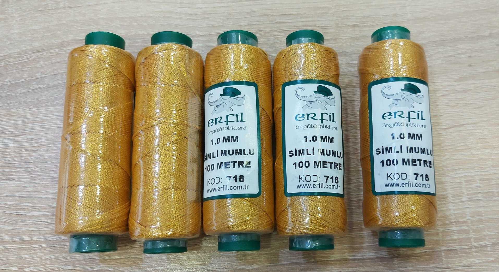 Parlak Altın Simli Mumlu İpler , 1 mm , 100 Metre