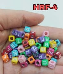 HFR-4 , Rengarenk Harf Boncuklar , Küp Harfler, 6 mm, 20 Gram