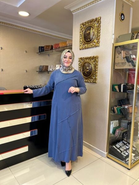DİKİŞ DETAYLI TENCEL ELBİSE/ DEFRİNA