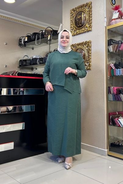 ﻿ÜZERİ ÇİZGİ DETAYLI ELBİSE/NUSS