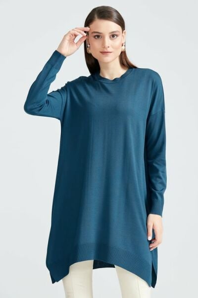 Düşük Kol Triko Tunik CLASSİC BLUE