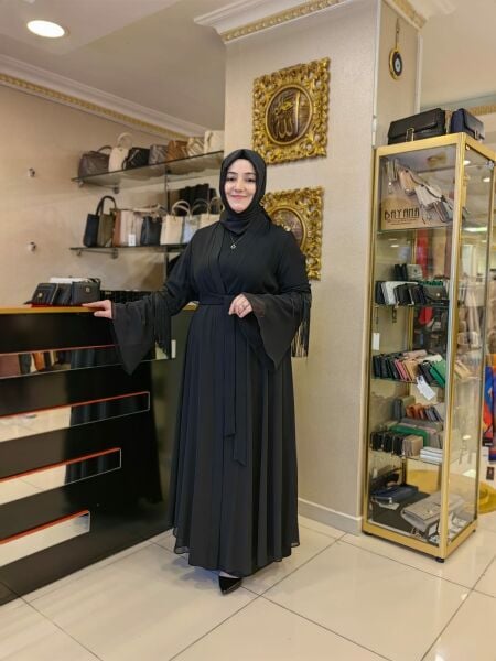 KOLU PÜSKÜL DETAYLI İKİLİ ABAYA