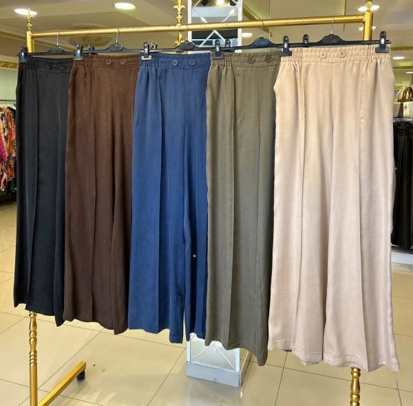 İPEK CUPRA BELİ LASTİKLİ BOL PAÇA PANTOLON/ SENTEZ