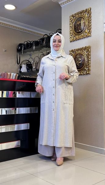 B. BEDEN ÖRGÜ CEPLİ KETEN TUNİK/ SEÇİL