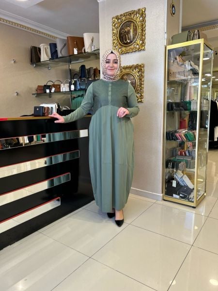 NURCAN ÇETİN/ÖRME DETAYLI ELBİSE