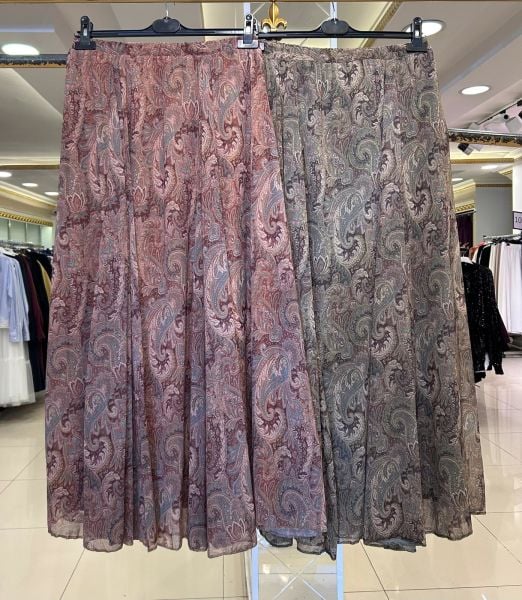 ﻿ŞAL DESEN PARÇALI ŞİFON ETEK/ GLARE