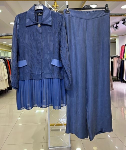 YAPRAK DESENLİ PİLİSELİ CEKET PANTOLON TAKIM/ GHİSA