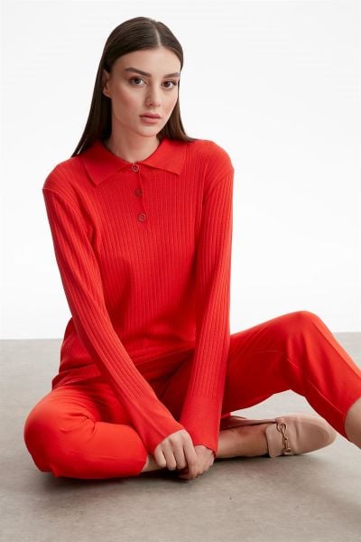 POLO YAKA FİTİLLİ RAYON TUNİK CORAL/ TIĞTRIKO