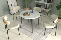 Venüs Sandalye Argos Ahşap Yuvarlak Mutfak Masası Takımı - 90x90 Cm