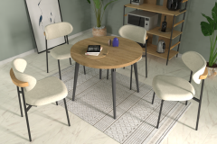Venüs Sandalye Argos Ahşap Yuvarlak Mutfak Masası Takımı - 90x90 Cm