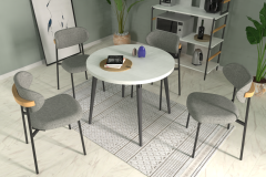 Venüs Sandalye Argos Ahşap Yuvarlak Mutfak Masası Takımı - 90x90 Cm