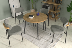 Venüs Sandalye Argos Ahşap Yuvarlak Mutfak Masası Takımı - 90x90 Cm