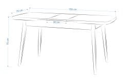 Avanos Ahşap Açılır Kapanır Mdf Mutfak Masası - 70x120+30 cm