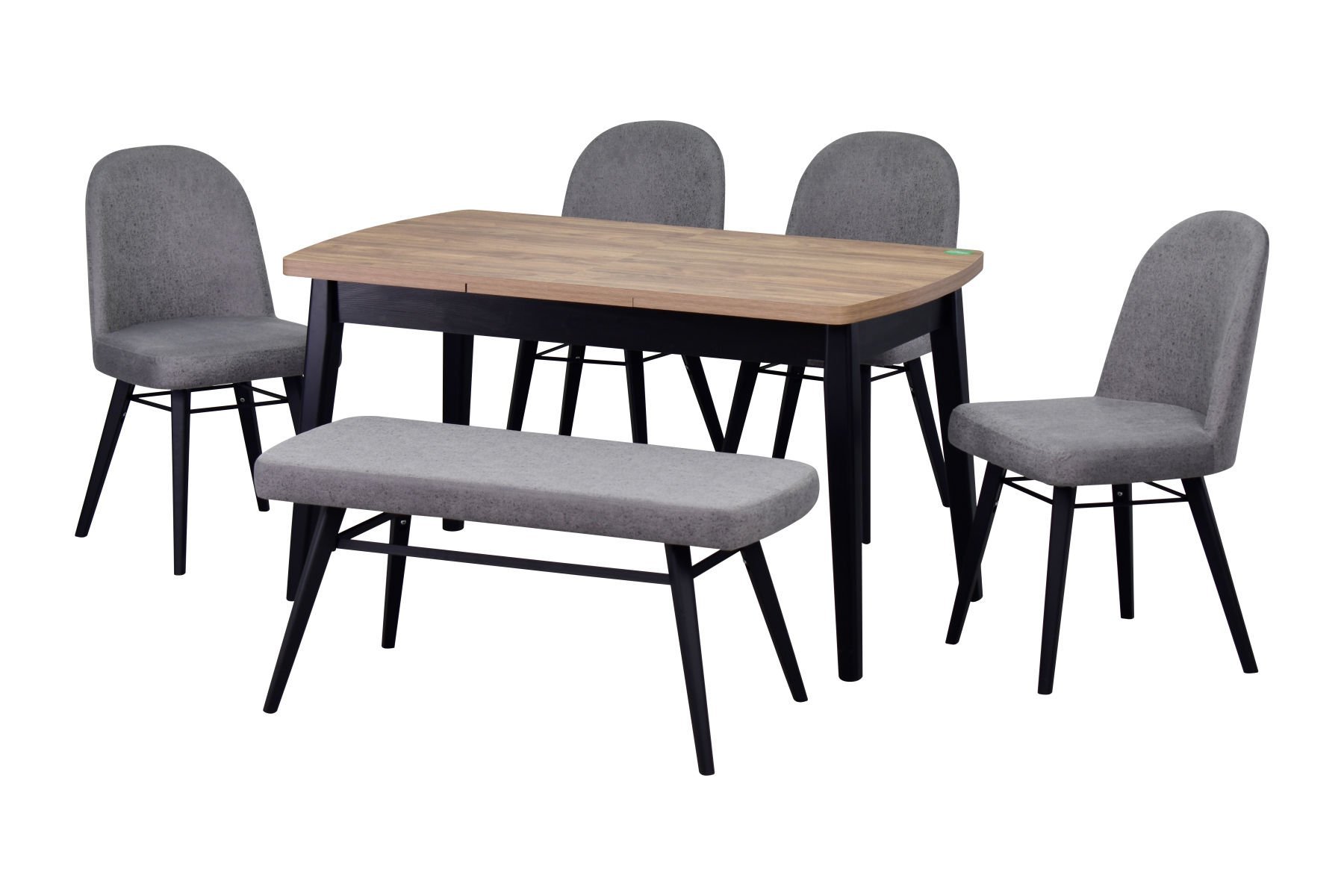 Mara Sandalye Hazar Bank Aras Mutfak Masası Takımı - 80x140 cm Gri - Kestane/Siyah