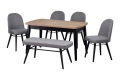 Mara Sandalye Hazar Bank Aras Mutfak Masası Takımı - 80x140 cm Gri - Kestane/Siyah