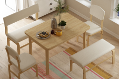 Ege Sandalye Peri Bank Fırat Mutfak Masası Takımı - 80x120 cm Beyaz - Naturel