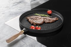 Granit Döküm Izgara Tavası Ahşap Saplı - Q35 cm