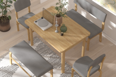 Ege Sandalye Peri Bank Fırat Mutfak Masası Takımı - 80x120 cm Gri - Naturel
