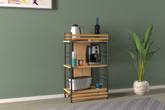 Rafito Metal & Ahşap Bohem 3 Raflı MDF Çok Amaçlı Mutfak Rafı - 30*100 cm