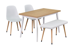 Eames Sandalye-Bank Avanos Ahşap Mdf Mutfak Masası Takımı - 70x120 Cm