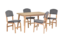 Ege Sandalye Avanos Ahşap Mutfak Masası Takımı - 70x120 Cm Gri - Naturel