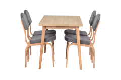 Ege Sandalye Avanos Ahşap Mutfak Masası Takımı - 70x120 Cm Gri - Naturel