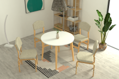 Ege Sandalye Avanos Yuvarlak Ahşap Mutfak Masası Takımı - 90x90 Cm