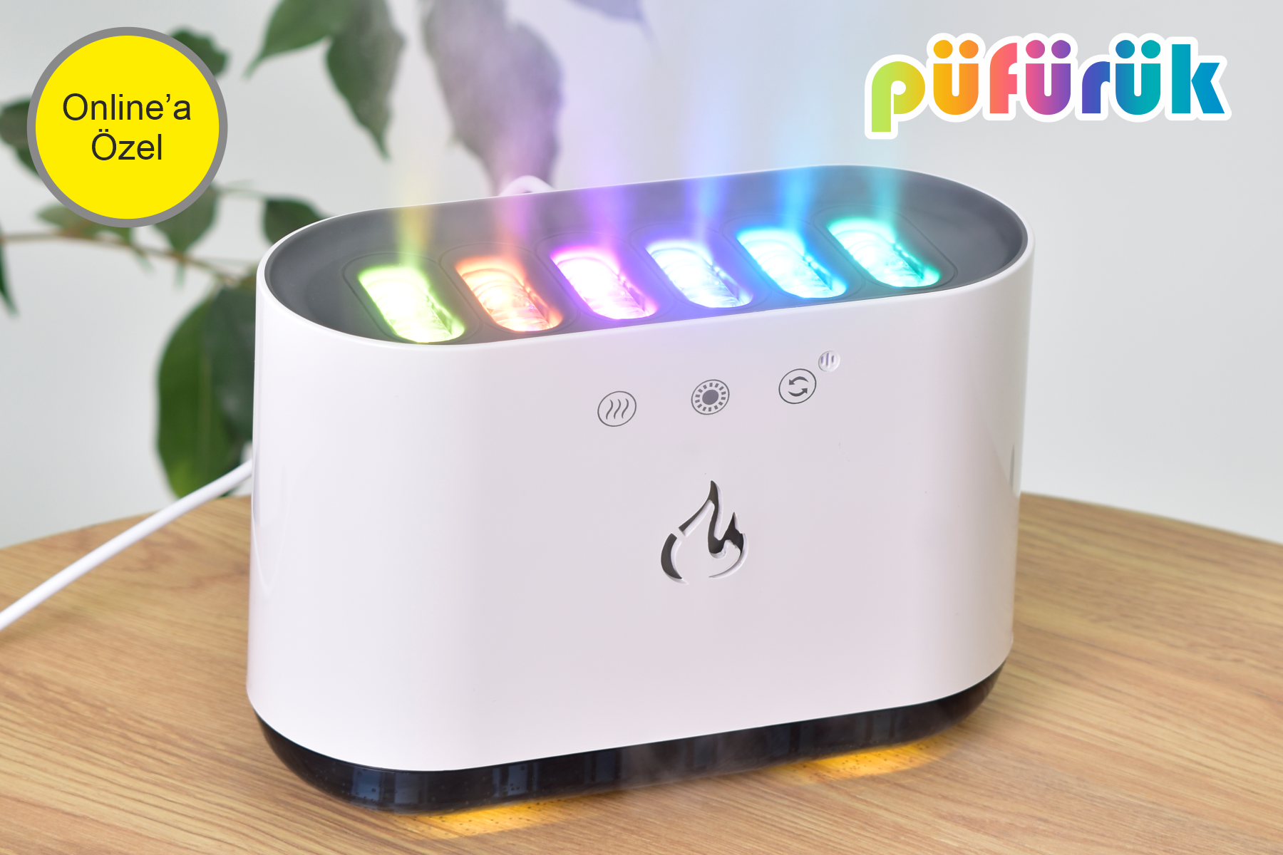 Püfürük 6 Başlıklı Humidifier H2O Ortam ve Oda Hava Nemlendirici Ekolayzer Ses Sensörlü