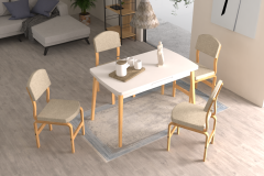 Ege Sandalye Avanos Ahşap Açılır Mutfak Masası Takımı - 70x120+30 cm