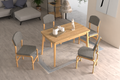 Ege Sandalye Avanos Ahşap Açılır Mutfak Masası Takımı - 70x120+30 cm