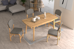 Ege Sandalye Avanos Ahşap Açılır Mutfak Masası Takımı - 70x120+30 cm