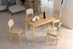 Ege Sandalye Avanos Ahşap Açılır Mutfak Masası Takımı - 70x120+30 cm