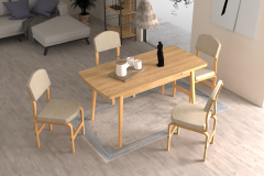 Ege Sandalye Avanos Ahşap Açılır Mutfak Masası Takımı - 70x120+30 cm