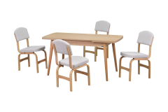 Ege Sandalye Avanos Ahşap Açılır Mutfak Masası Takımı - 70x120+30 cm Beyaz - Naturel