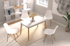 Eames Sandalye Avanos Ahşap Mutfak Masası Takımı - 70x120+30 cm