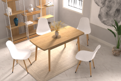 Eames Sandalye Avanos Ahşap Mutfak Masası Takımı - 70x120+30 cm