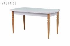 Turna Beyaz-Naturel Ahşap Yemek Masası - 80x140cm (80x180cm)
