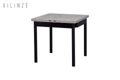 Elmas Taş Desen Metal Siyah Ayak Yemek Masası - 80x80cm (80x160cm)