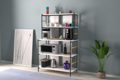 Rafito Metal & Ahşap Bohem 5 Raflı MDF Çok Amaçlı Kahve Köşesi Kitaplık