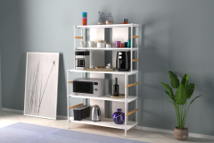 Rafito Metal & Ahşap Bohem 5 Raflı MDF Çok Amaçlı Kahve Köşesi Kitaplık
