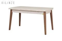 Mir Ahşap Sandalye Aras Ahşap Traverten Mutfak Masası Takımı - 80x140 cm