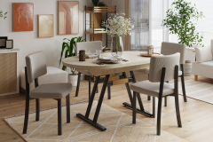 Miray Metal Sandalye Afyon Traverten Mutfak Masası Takımı - 80x140 cm