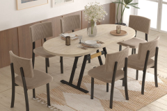 Miray Sandalye Afyon Traverten Metal Ayak Mutfak Masası Takımı - 80x140 cm