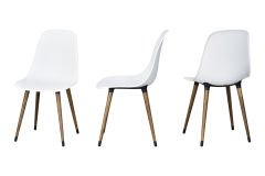 Eames Ahşap Ayak Plastik Beyaz Sandalye Kestane