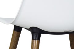 Eames Ahşap Ayak Plastik Beyaz Sandalye Kestane