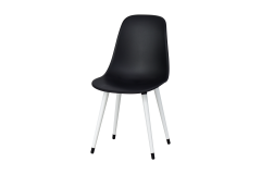 Eames Ahşap Ayak Plastik Siyah Sandalye Beyaz