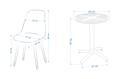 Tilia Plastik Bahçe Balkon Bistro Seti Katlanır Masa 60*60 cm