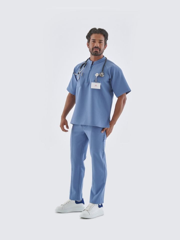 CRİXUS Erkek Kalın Kışlık Tıbbi Scrub Üstü - Mavi