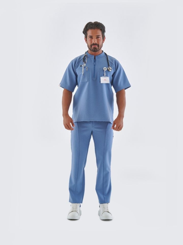 CRİXUS Kalın Kışlık Tıbbi Scrub Pantolonu - Mavi