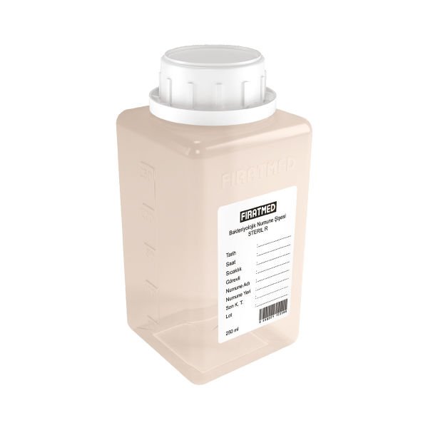 FIRATMED Su Numune Şişesi - Tiyosülfatsız - 250mL - Steril - Etiketli